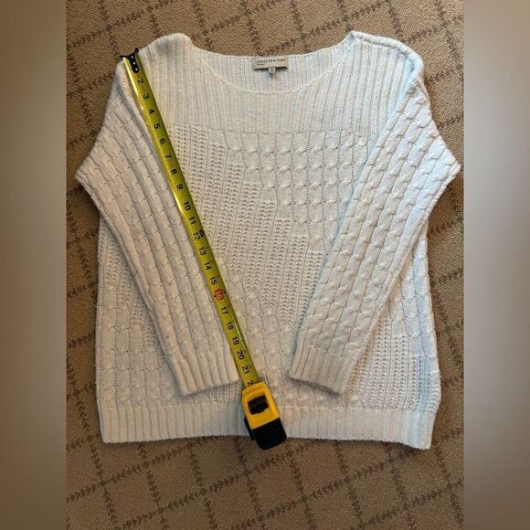 Jones NY Sport Winter White cable knit scoop neck sweater M - Picture 4 of 10